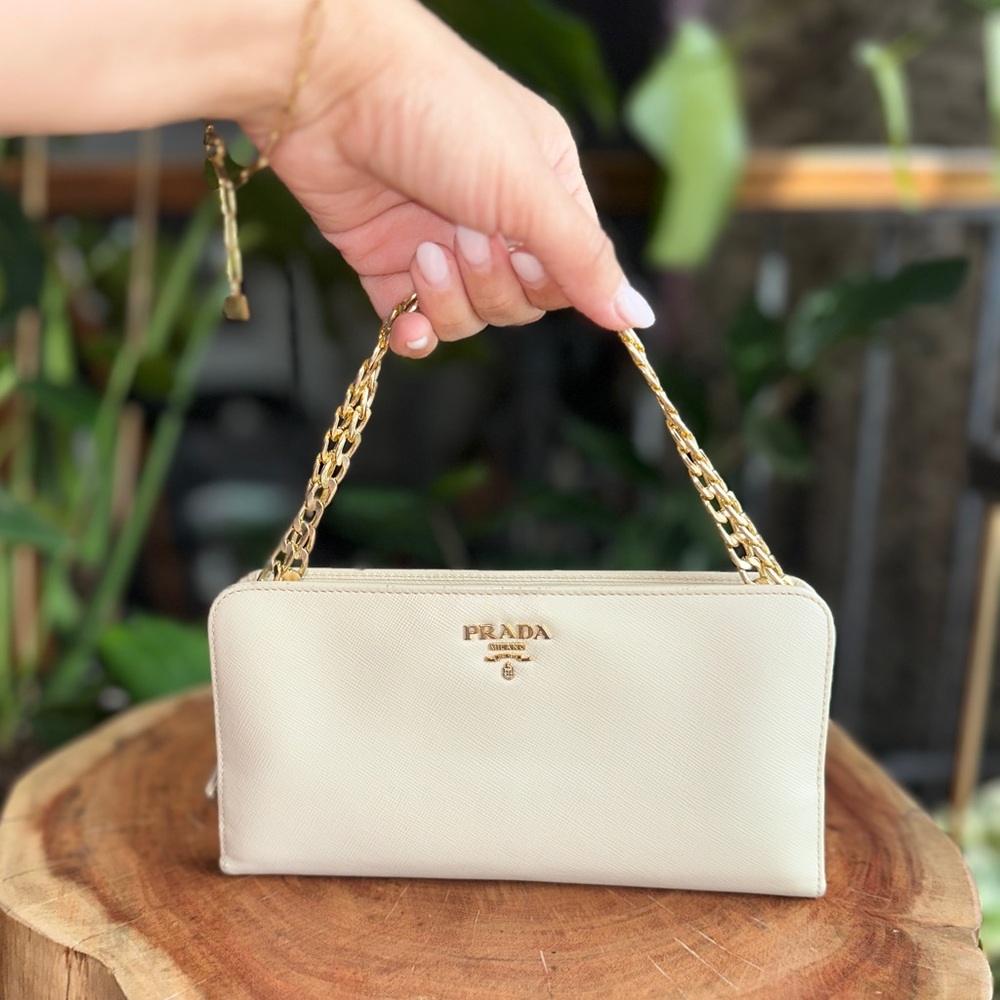 PRADA SAFFIANO LEATHER ZIP-AROUND TRAVEL WALLET | IVORY | MADE IN ITALY PASSPORT